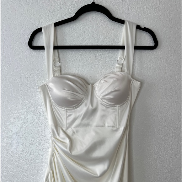 Dolls Kill white satin effect draped dress S - Picture 3 of 7